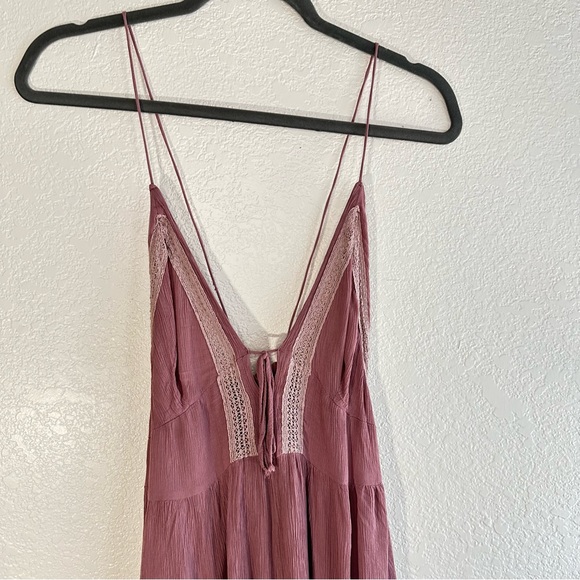 Free People intimately lace corset top adjustable straps, maroon - Picture 8 of 10